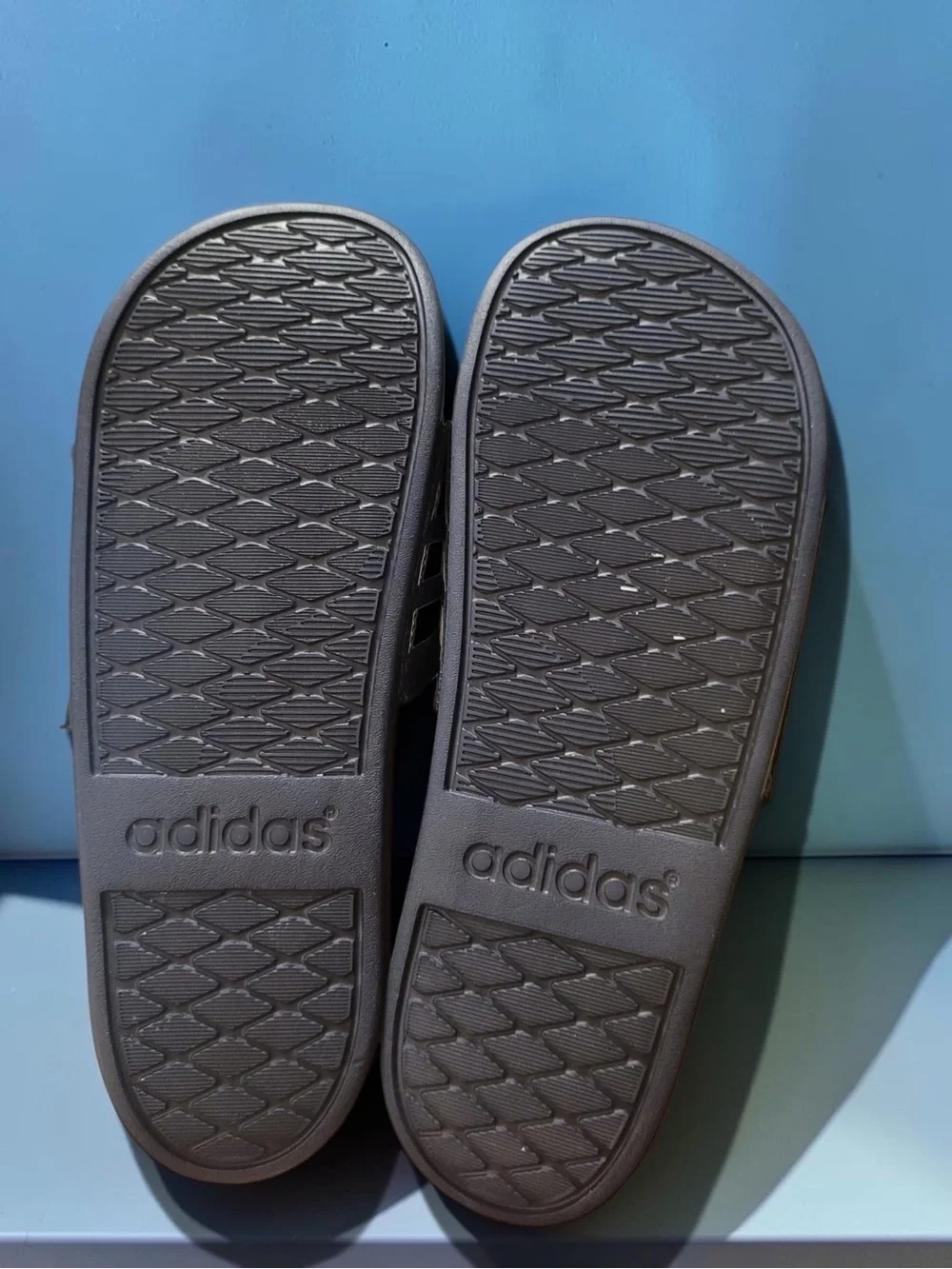 adidas Men's Blue Slide Sandal with White Stripes - Casual Pool/Beach Slide